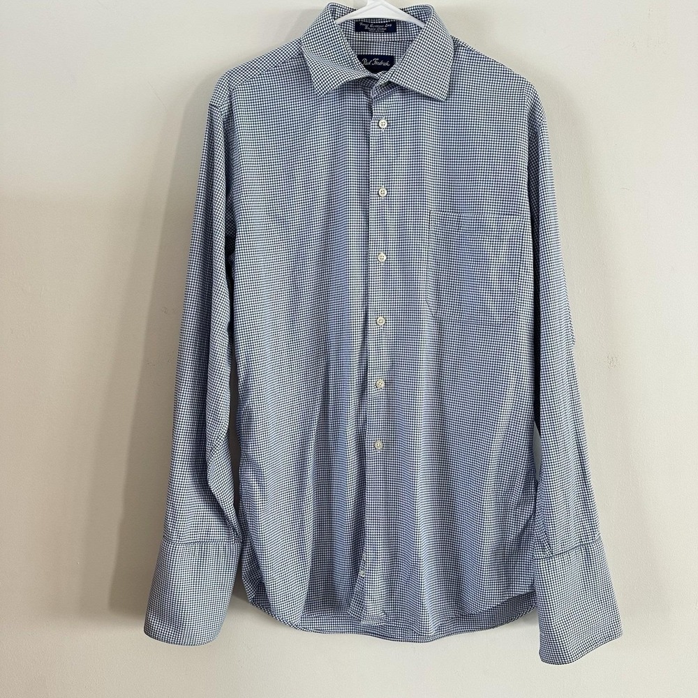 Men's Paul‎ Fredrick Trim Fit Blue Gingham Button Up Shirt European Cotton 16-35
